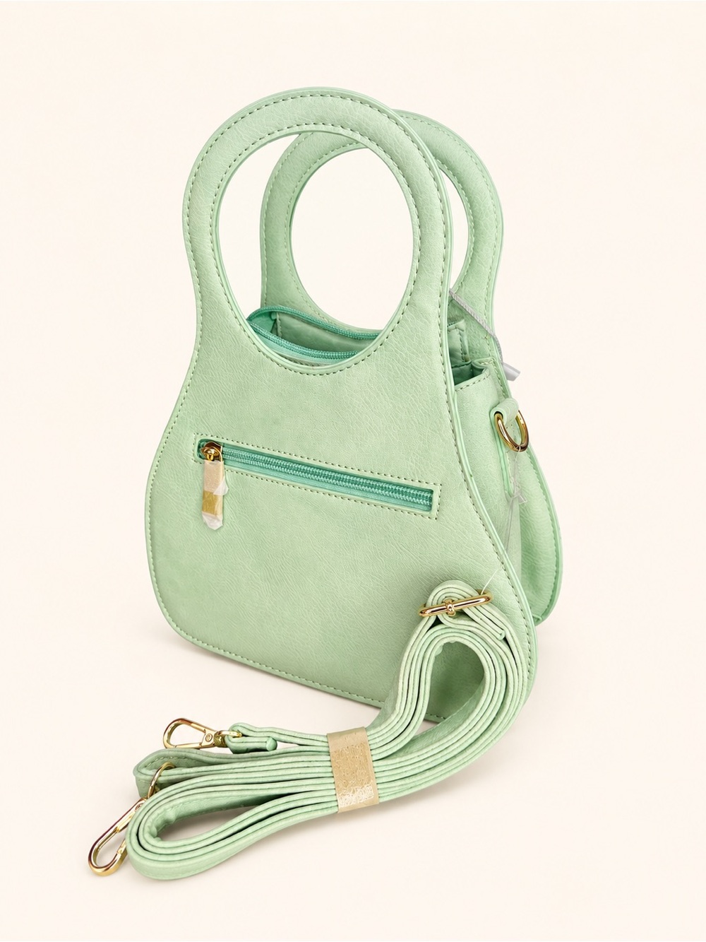 Mini Circle-Handle Crossbody in Mint Green